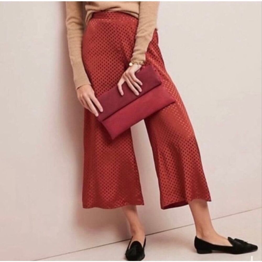 Dolan Culottes Wide Leg Rust Jacquard Polka Dot Pants Anthropologie S
